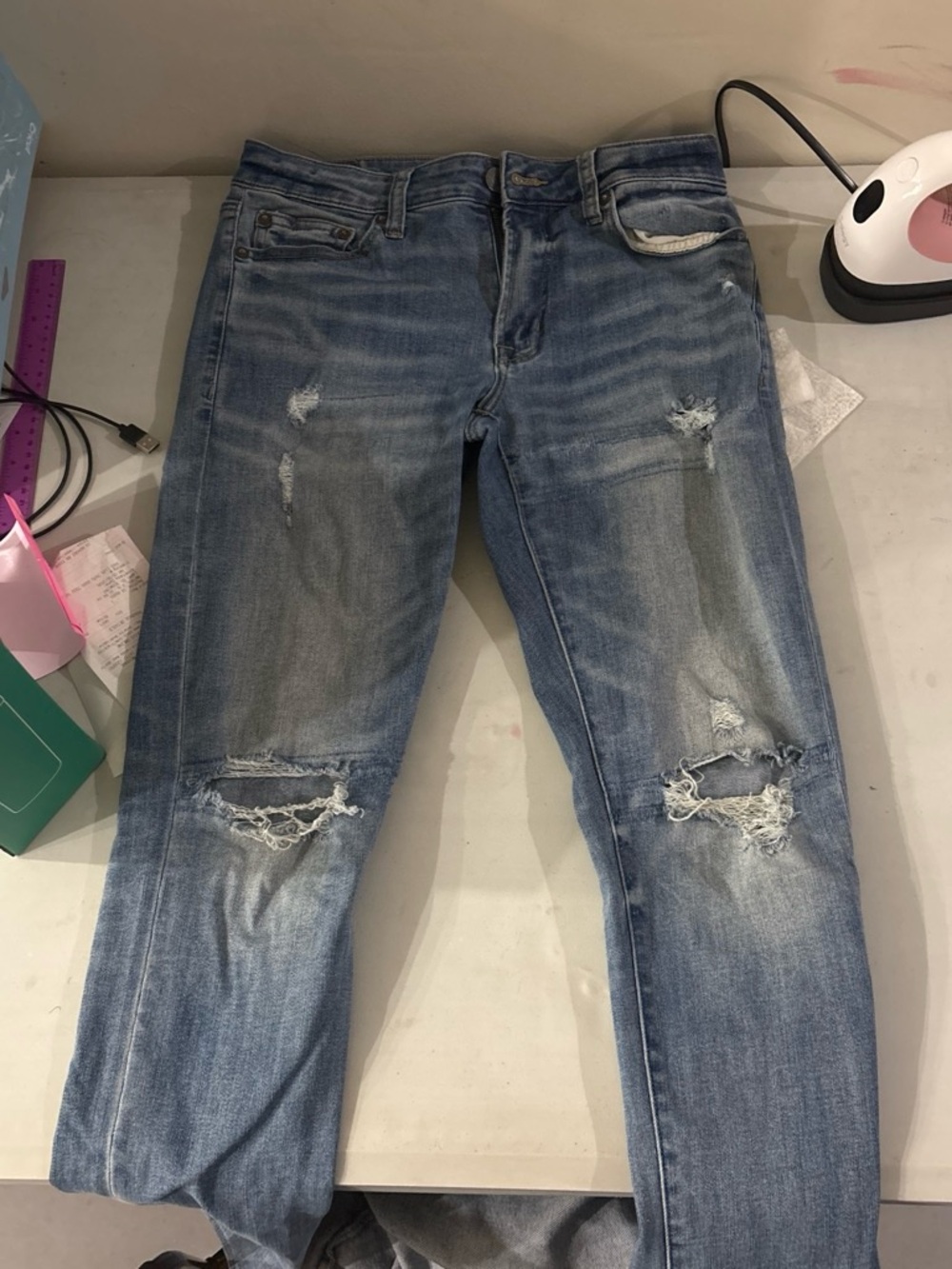 American Eagle Outfitters Slim Straight Light Blue Denim Jeans